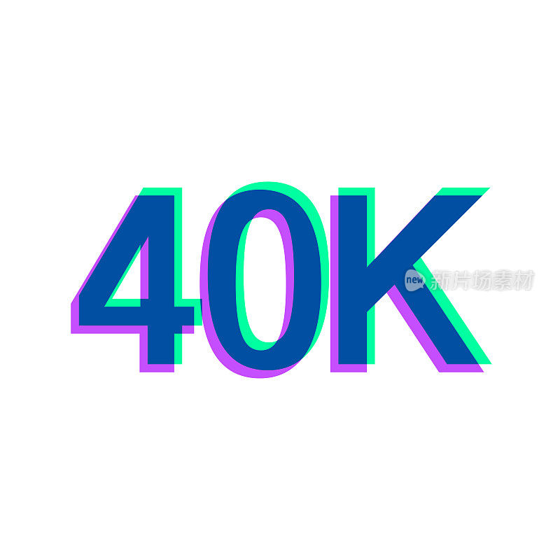 40K, 40000 - 40000。图标与两种颜色叠加在白色背景上